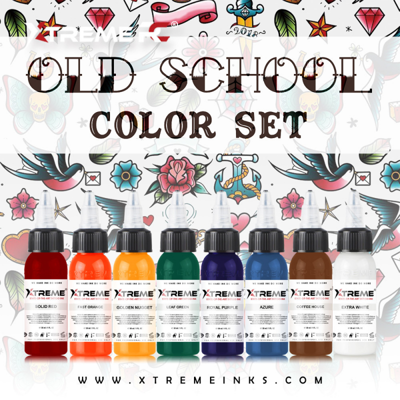 Xtreme Ink - Old School Color Set - 8x30ml (Reach Compliant)